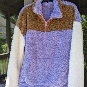 GAP Sherpa Fleece Pullover Color Block Size L Tall
